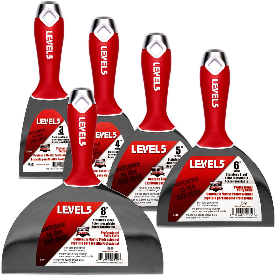 Level 5 SS Putty Knife Soft Grip Handle