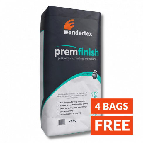 Wondertex PREM FINISH: Plasterboard Finishing Compound - 25kg (40 Bag Pallet)